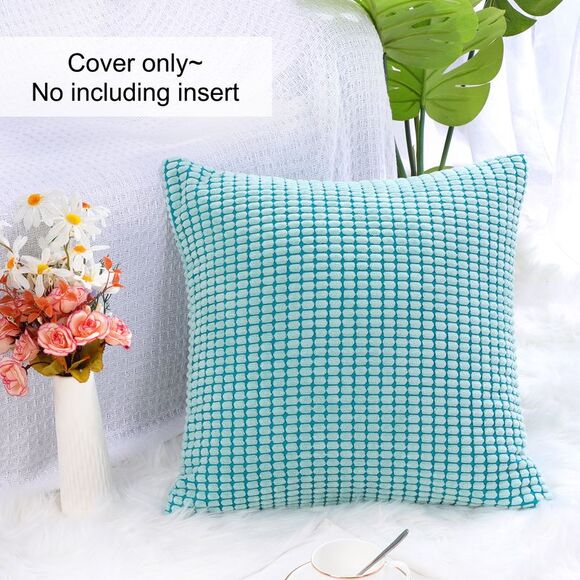Soft Corduroy Throw Pillow Cover Sofa Cushion Cover 20" x 20" Pale Blue - Picture 5 of 6